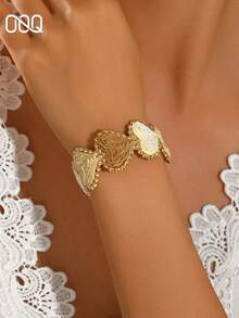 OOQ 1 buah Gelang Manset Terbuka Bentuk Hati Anyaman Jerami Gaya Liburan Pantai, Ukuran Dapat Disesuaikan, Gelang Fashion Berwarna-warni untuk Wanita, Cocok untuk Kencan, Perjalanan, dan Pemakaian Sehari-hari - Kopi campur - View 1