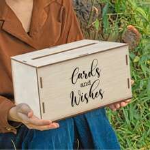 1pc Wooden Wedding Card Box, Romantic Exquisite Print, Suitable For Wedding And Bridal Shower, Event And Party Supplies/Decorations/Seasonal Decorations, Room Decor, Christmas, - 1PC - View 3