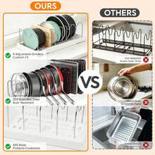 Expandable Pot And Pan Storage Rack, Telescopic Pot Lid Organizer, Kitchen Accessory, Used For Storing Pots, Pans, Lids, Plates And Cutting Boards, Suitable For Kitchen Countertop Or Cabinet Interior - White - View 3