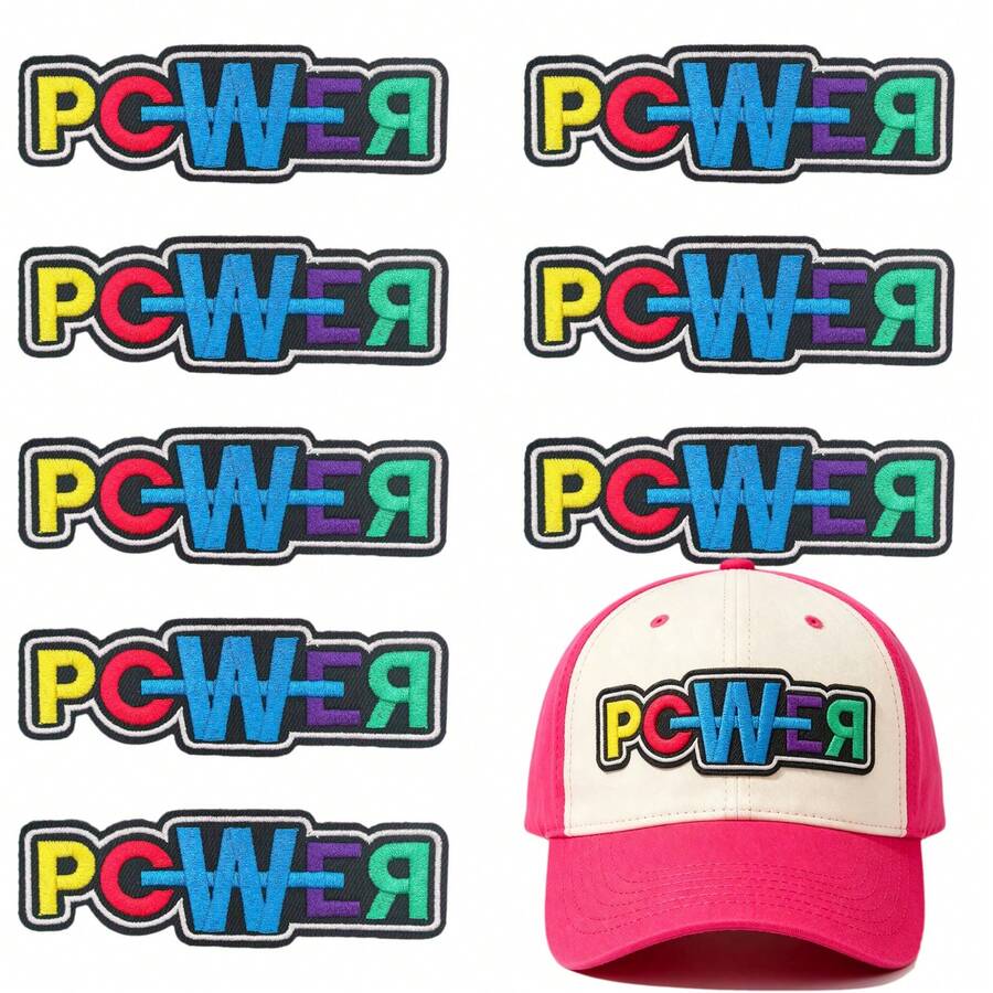 WENSIDUO 2 Stiker Tempel Dekoratif PCWER, Perekat Dua Sisi, Desain Tempel-Lepas, Tidak Perlu Menjahit. Dekorasi Huruf Berwarna-warni, Cocok untuk Pakaian, Jaket, Celana Jeans, Ransel, Topi, dan Aksesoris. - PCWER - View 1
