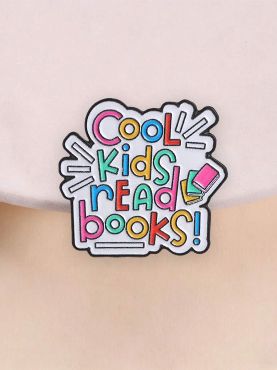Broche de esmalte con lema de lectura colorido para niños, pin de metal con libro de dibujos animados, accesorio decorativo para bolso y escuela, niños geniales leen libros