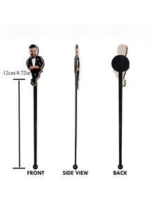 Personalized Photo/Video Drink Stirrer - Uploadable Photo/Video, Suitable For Birthday, Wedding, Graduation Party Decoration, Acrylic Stirrer With Hat-Shaped Stirring Head And Ergonomic Handle, Beverage Accessory, Photo Gift For Guests - Multicolor - View 3