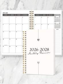 Trees 1pc 2026 Monthly Planner Notebook, A5 Minimalist Monthly Planning Notebook With Calendar Grid, Notes And To-Do List, Ideal Productivity Management Tool For Home, Work And Study, Office Desk Accessory - Multicolor - View 8