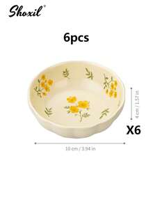 1/2/4/6/8pcs Cute Floral Ceramic Condiment Bowls, 3.9 Inch Flower Shaped Dipping Sauce Dishes, Small Yellow Floral Bowls Suitable For Sauces, Snacks, Desserts, Home Kitchen, Parties And Daily Tableware - Dipping Dishes - View 9