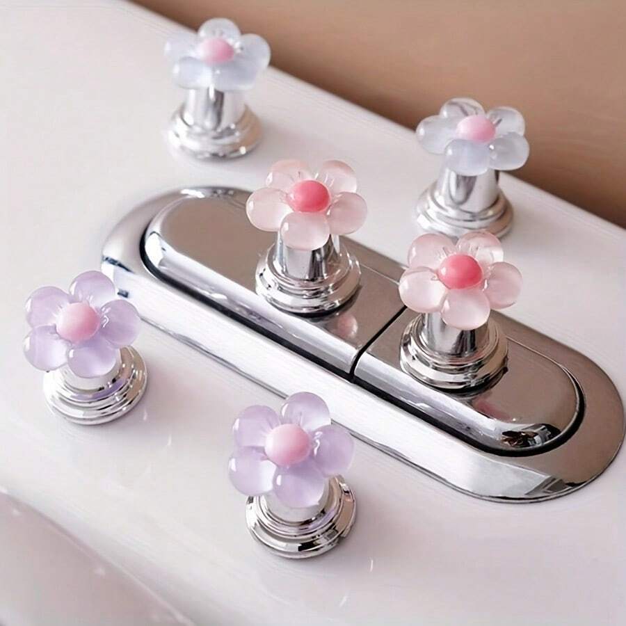 1/2pcs - Easy-Press, Cute & Charming Cartoon Toilet Flush Handle, Fashionable Bathroom Accessory, Elegant, Suitable For Long Nail Care