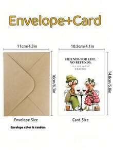 1pc "Friends For Life, Non-Refundable" Funny Best Friend Birthday Card With Envelope, Humorous Friendship Greeting Card - Multicolor - View 7