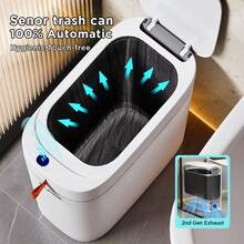 Joybos 1pc 3.5 Gallon Bathroom Trash Can With Lid , Touchless Motion Trash Can With Automatic Adsorption Bagging, Slim Small Waste Basket, Bathroom Garbage Can.Ultra-Thin Small Trash Basket, Suitable For Bedroom, Bathroom, Kitchen,Office, With 30 Bags - 白色 - 查看 13