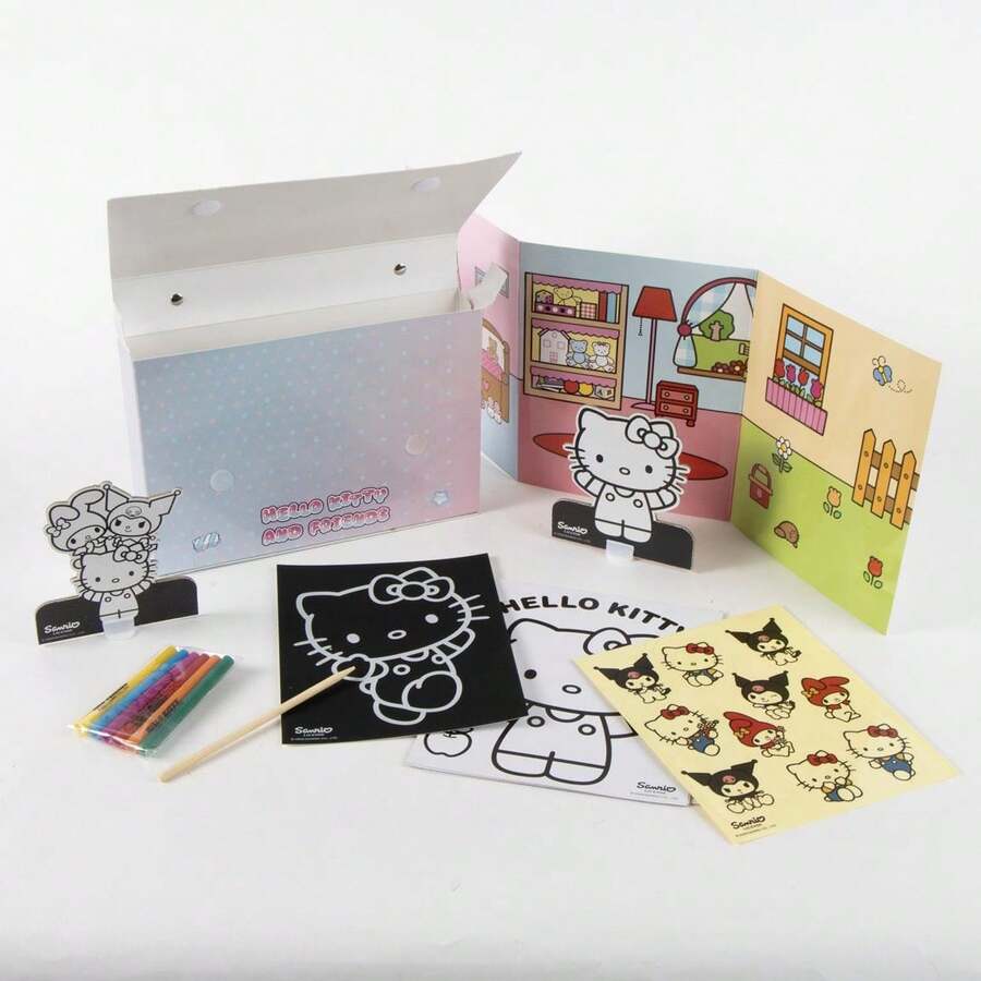 Hello Kitty Cerdá 女孩手工著色套裝 - 粉紅手提箱造型,均碼,內含著色紙、馬克筆和貼紙,官方授權兒童文具,送禮旅行皆宜。 - 選項 1 - 查看 1