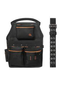 Pouch With Belt, 14 Pockets Professional Belt Pouch Men, Heavy Duty Detachable Adjustable Utility Work Bag Electrician, Carpenter, Construction, Adjusts Waist 32 To 50 Inches - Default - View 10