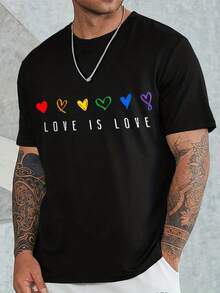 Men T Pride Love Rainbow Print Sports Casual Round Neck Outdoor Short Sleeve T-Shirt T Men's T-Shirt - White - View 2
