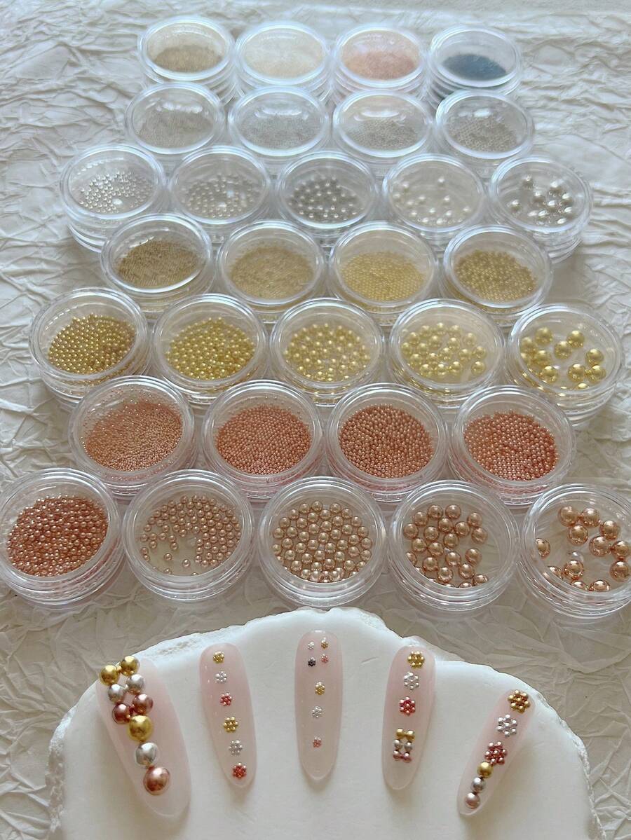 1 Bottle Assorted Sizes Round Steel Ball Mini Beads Nail Art Decoration Simple Versatile All-Match Accessories - Multicolor - View 1