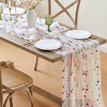 3pcs-Embroidered Tulle Tablecloth Daisy Summer Autumn Table Runner -Floral Tulle Tablecloth Wedding Party Table Runner Wedding Table Runner Tablecloth Wedding Table Runner - Multicolor - View 7