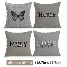 4 piezas Fundas de almohada con patrón de texto minimalista y acogedor sin rellenos, fundas de almohada impresas en un solo lado, adecuadas para sala de estar, dormitorio, decoración del hogar, fundas de almohada para todas las estaciones - Multicolor - Ver 11