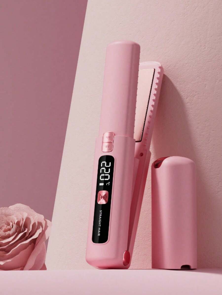 迷你 USB 充電式捲髮棒，負離子護髮，LED 數位溫度控制最高 320°C，便攜式旅行與宿舍使用，隨身造型必備工具