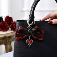 Gothic Bowknot Heart Charm Pendant, Vintage Y2K Style Bag Ornament, Stylish Aesthetic Accessory For Handbags And Backpacks - Multicolor - View 2
