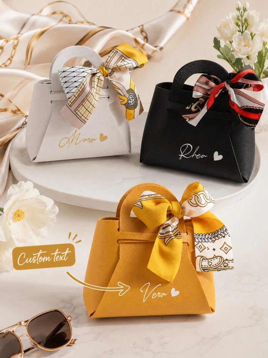 Personalized Wedding Favor Bags, Customizable Name, Bridesmaid Custom Candy Gift Bags, Bridal Party Favors, Wedding Guest Gifts - Multicolor - View 1