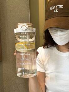 1件大容量（1500ml/2000ml）便攜透明塑膠水瓶，時尚搖搖杯/果汁瓶附吸管，適合夏季、送禮、旅行、戶外露營、運動健身與開學季（學生/女性） - 彩色 - 查看 4