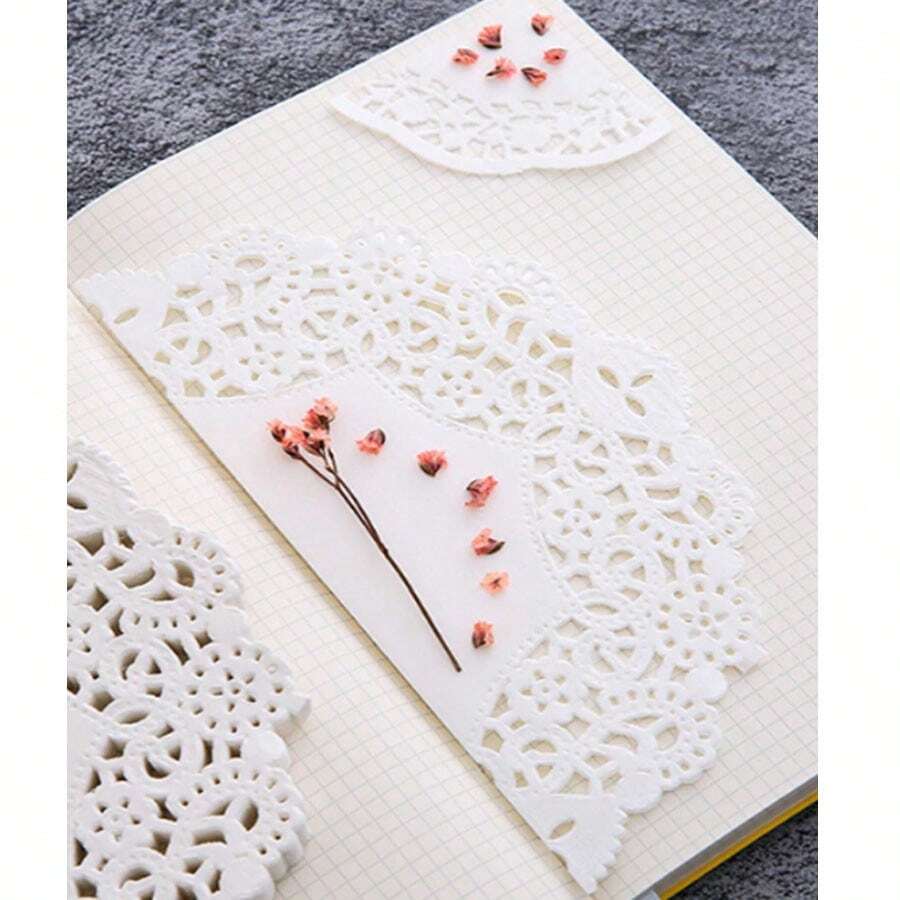 100入鏤空蕾絲飾邊DIY手帳裝飾貼紙,蕾絲裝飾材質貼紙 - 圓圈 - 查看 1