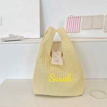客製化刺繡迷你絎縫托特包，柔軟加厚手提小包，適合收納口紅、耳機、鑰匙，旅行與日常收納，送給女孩的可愛禮物 - 彩色 - 查看 21
