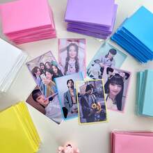 Cute 50pcs Kpop Photocard Sleeve Korea Photo Card Sleeves 61x91mm Clear Acid Free CPP Card Cover 3 Inch Photocard Holder Holographic Protector Film Album Binder DIY Photo Stickers Organizer Clear Pvc Bags - Pink - View 9