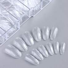 140片3D貝殼造型美甲延長模具，14種尺寸，2款混色貝殼紋理透明全覆蓋美甲片，不規則美人魚海螺美甲空白片，適合夏季海灘果凍感穿戴甲DIY - 無色 - 查看 9