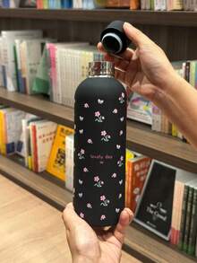 500ml/16.9oz Stainless Steel Mini Floral Pattern Mug, Portable Insulated Water Bottle With Rubber Coating, Suitable For Home And Outdoor Sports, Perfect Back To School Gift For Family And Friends - White-flowered Small Flowers - View 9