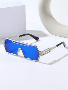 1PC Men's Metal Frame Integrated Lens Sports Outdoor Fashion Glasses, Perfect For Outdoor, Street And Other Occasions - Street Style Series Accessory Beach Accessory Glasses - Multicolor - View 7