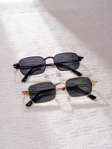1 Pair Men's Metal Square Fashion Glasses, Fashionable UV Protection Fishing Glasses Driving Fashion Glasses Metal Frame Fashion Glasses, Accessories Men, Summer, Festival, Men's Fashion Glasses - Multicolor - View 5