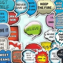 50 Pieces Of Comic-Style Text Bubble Stickers - Waterproof Vinyl, Suitable For Suitcases, Notebooks, Laptops, Cups, Etc. - Retro Aesthetic DIY Scrapbook Decoration - Alien - View 8