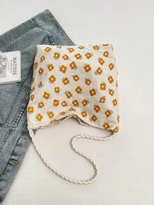 Slouchy Fairy Floral Canvas Tote Bag For Women 2026 New Fashion Lace Large Capacity Shopping Bag - Multicolor - View 10
