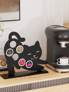 Cute Cat Shaped Coffee Capsule Holder, Creative Iron Storage Rack With Round Slots For Coffee Pods,Design Decorates Kitchen Countertops,Perfect For Coffee Bar, Office And Home Coffee Station Display And Organization. - Multicolor - View 4