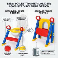 Kids Potty Training Toilet Seat With Foldable Ladder Steps – Adjustable Non-Slip Toddler Toilet Trainer Seat Stable & Easy Use - Blue/red - View 9