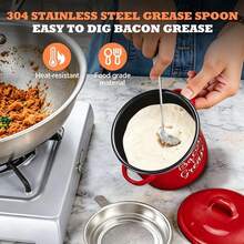 Vintage Reusable Enamel Bacon Grease Container With Removable Strainer, Oil Storage Kitchen Utensil - View 7