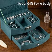 Jewellery Box 2-Layer Jewellery Storage Travel Jewellery Box Portable Jewellery Case Small  Spacious Or Larger Accessories Gift Idea - Green - View 6