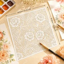 Vintage Lace Floral Butterfly Reusable Stencil, Exquisite Peony Rose Scroll Vine Floral Pattern Painting Template, Plastic Romantic Art Handmade Painting Stencil, Suitable For Wall, Fabric, Canvas DIY Home Decor And Aesthetic Decoration Projects - Vintage Lace - View 5
