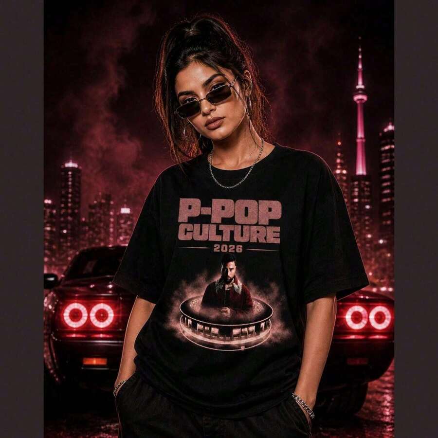P-Pop Culture 2026 Karan Aujla T-Shirt2 - Black - View 1