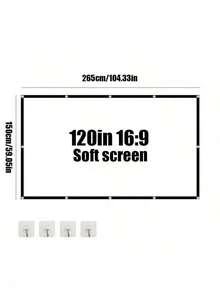 Pantalla de proyección blanca de 60-120 pulgadas, pantalla de cine de alta definición 16:9 montada en la pared, plegable y antiarrugas, adecuada para exteriores, interiores, camping y salas de reuniones, fácil de transportar y conveniente de llevar - Unitalla - Ver 13