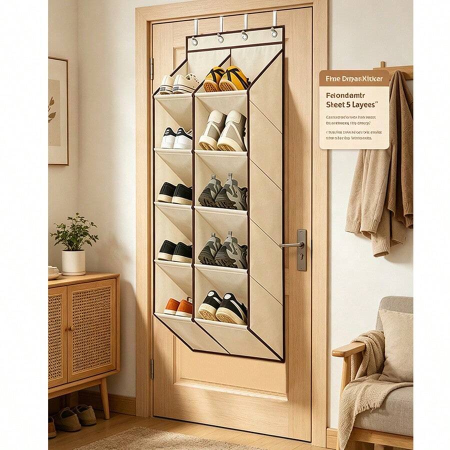 Over-The-Door Hanging Storage Rack, Durable Oxford Fabric Material, Organizes 20+ Pairs Shoes Boots Sneakers Heels, Space-Saving Closet Organizer, Perfect Gift For Home Organization