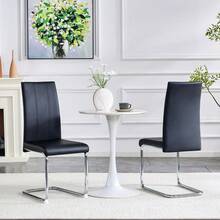Modern, Minimalist Dining Chair Set (Set Of 2) / Dining Chairs With PU Upholstery / Easy Assembly, Load Capacity Up To 150 Kg, / Suitable For Dining Rooms, Kitchens And Living Rooms - Black + Silver (2 Weapons) - View 4