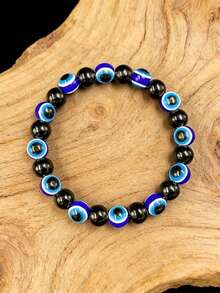 Natural Obsidian Evil Eyes Bracelet, Bohemian Style, Clear Mind Focus, Protection, Luck Handmade Spiritual Jewelry, Perfect Accessory For Men Women - Multicolor - View 6