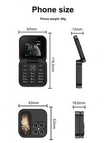 SERVO I17 Pro Mini 可折疊小手機 1.77 吋螢幕 雙 SIM 卡槽 FM 收音機 2G GSM 按鍵式迷你翻蓋手機 - 黑色 - 查看 11