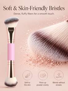 Dual-Ended Makeup Brush - Angled Contour Brush And Flat Foundation Brush, Suitable For BB Cream, Liquid Foundation, Achieving Seamless Blending, Shading And Contouring (Professional Makeup Brush Set), Foundation Brush, Concealer Brush, Blush Brush, Contour Brush, Blush Brush, Contour Brush, Powder Brush, Foundation Brush, Blush Brush - Rose Gold - View 6