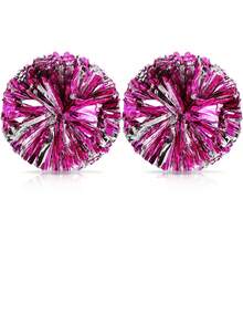3pcs Cheerleading Pom Poms And Large Cheer Bow Metallic Cheer Supplies Team Spirit Sports Dance Cheer Equipment Purple Mini Cheer Poms Stitch Costume Cheer Gear - Multicolor - View 19