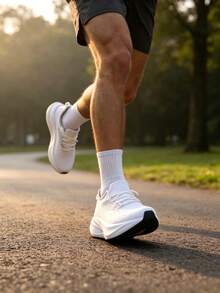 Men's Lightweight Breathable Running Shoes, Anti-Slip Athletic Sneakers - White - View 2