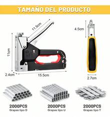 Engrapadora Para Tapiceria Con 6000 Grapas Clavadora Guantes - negro - Ver 8