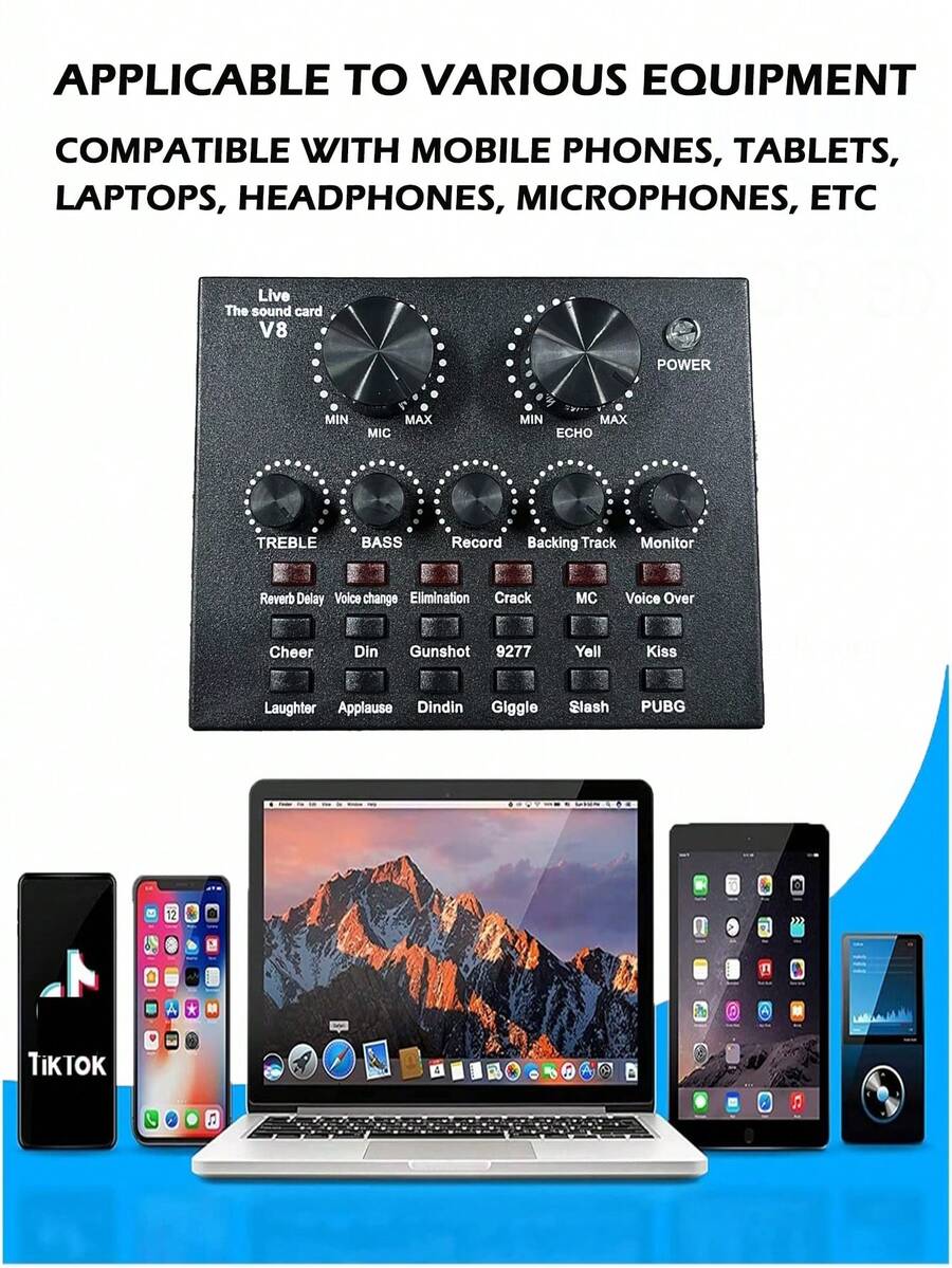 Live Sound Card Mini Audio Interface Podcast Mixer - 500mAh Live Streaming For PC Computer Broadcasting Podcast Production Studio Equipment, Prefect For Streaming/Podcasting/Gaming Audio Mixer Sound Card - View 1
