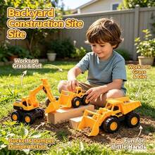 Juguete excavadora realista grande para niños - Máquina excavadora realista con inercia y movimiento deslizante, apta para jugar en la playa y el patio trasero, camión de construcción, bulldozer, cargador, de vuelta a la escuela - Multicolor - Ver 9