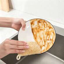 5PCS Pure Natural Loofah Dish Cloth, Loofah Pot Brush, Grease-Resistant Cleaning Cloth, Dishwashing Tool, Dried Loofah Pulp - A - View 3