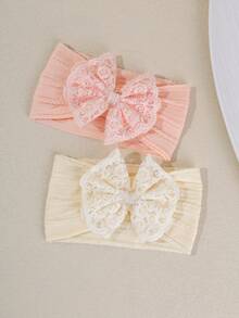 1 pièce Bandeau en dentelle avec nœud et perle pour bébé fille, accessoire pour cheveux, convient pour le port quotidien et les fêtes, cadeau parfait pour les filles - Multicolore - Voir 4