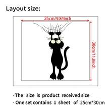 1/2/4pcs Cartoon Hanging Black Cat Car Decal, Quirky Playful Scratch Kitten Vehicle Body Sticker, Cute Funny Cat Themed Auto Door Window Bumper Accent, Charming Whimsical Car Exterior Personalized Decoration. - Multicolor - View 3